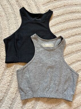 LOT OF 2- Outdoor Voices Athena Crop Top Sports Bras Sz Small Gray